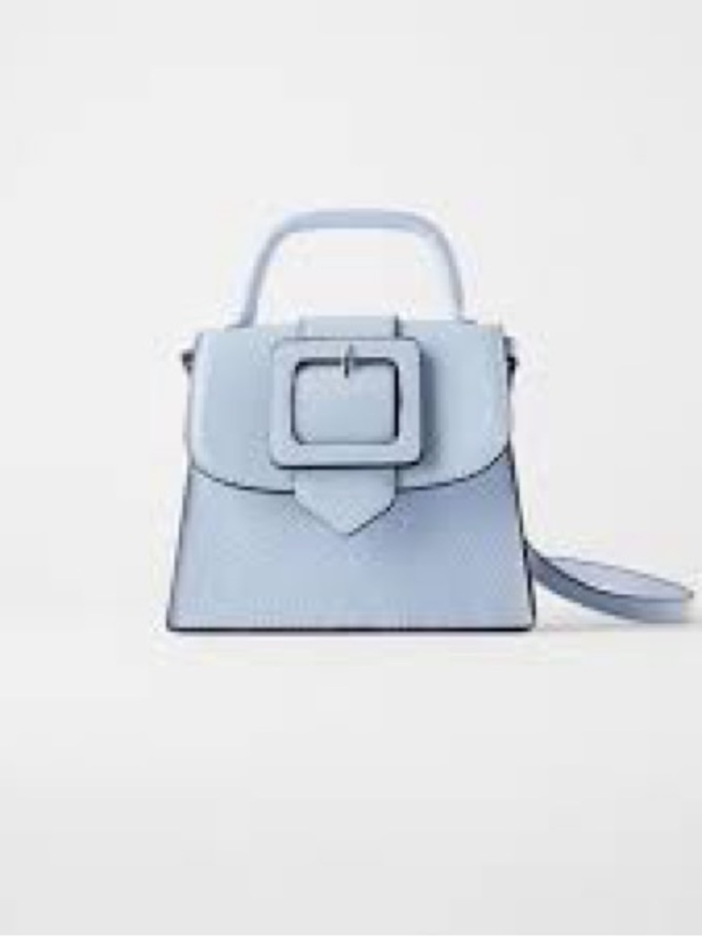 Zara Powder Blue Top-Handle Satchel with Buckle